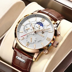 Neue LIGE herren Uhren Top Brand Luxus Männer Armbanduhr Mann Leder Quarzuhr Sport Wasserdichte Männliche Uhr Relogio masculino