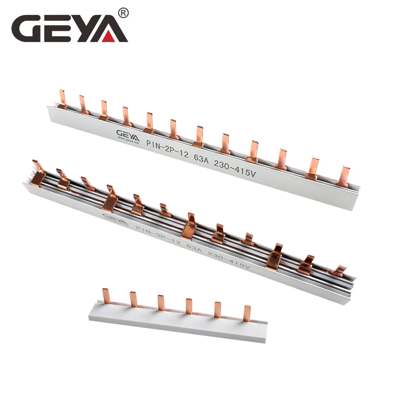 GEYA  Pin & Fork Type 1.4mm Copper Busbar for Circuit breaker 12 Way MCB Connector Busbar Connection 1A-63A 1P 2P 3P 4P