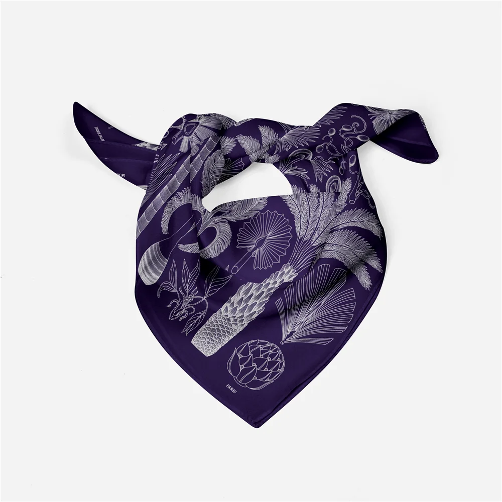 Brand Design Palm Tree Silk Scarf Fashion Women Scarf Small Square Scarves Head Scarf Neck Tie Band Professional Neckerchief