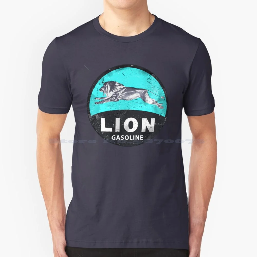 Lion Gas Blue Vintage Sign T Shirt 100% Cotton Tee Esso Gas Gas Station Sign Motor Oil Oil Cans Oil And Gas Companies Oil