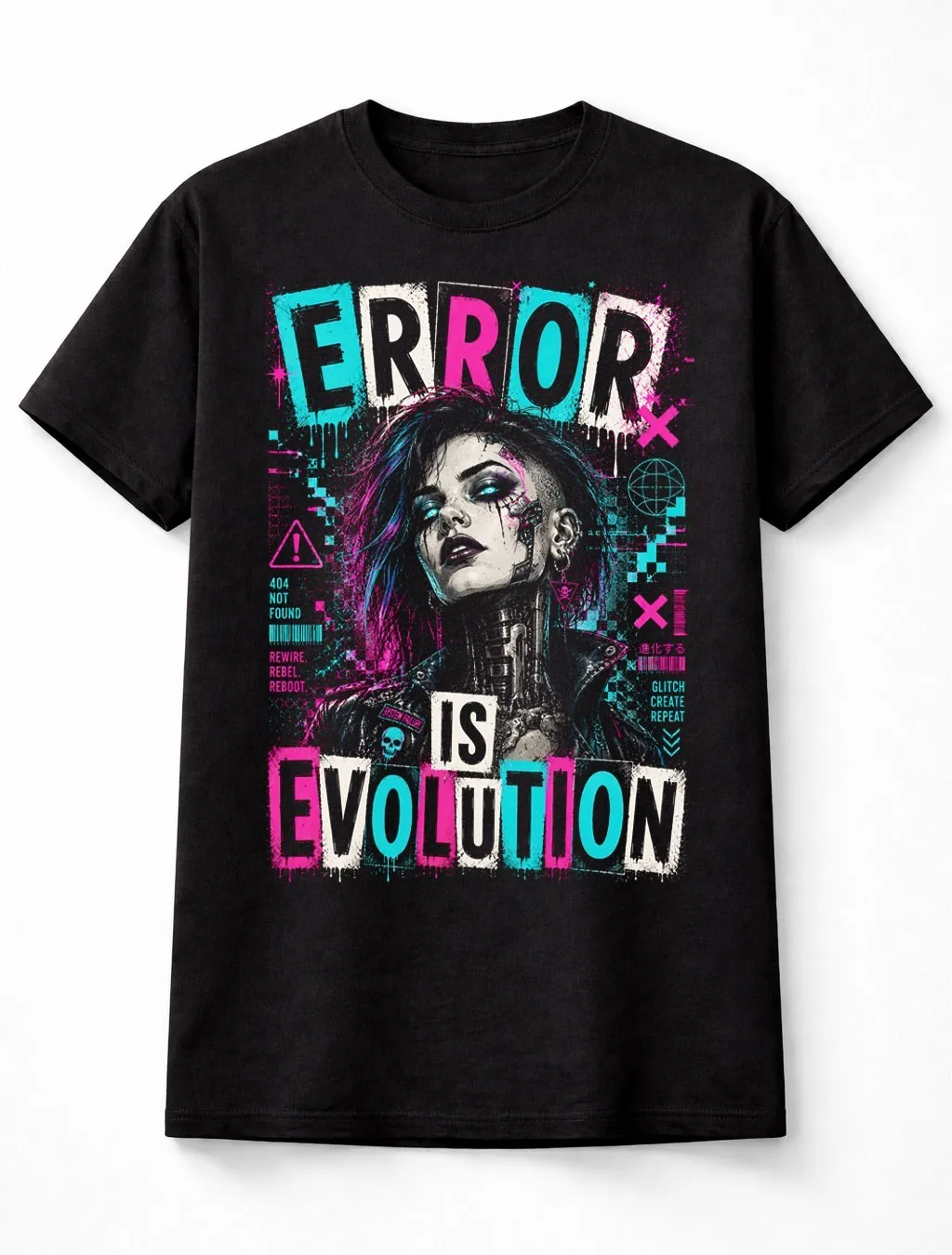 Error Is Evolution  Glitch Goth Futuristic Unisex T-Shirt