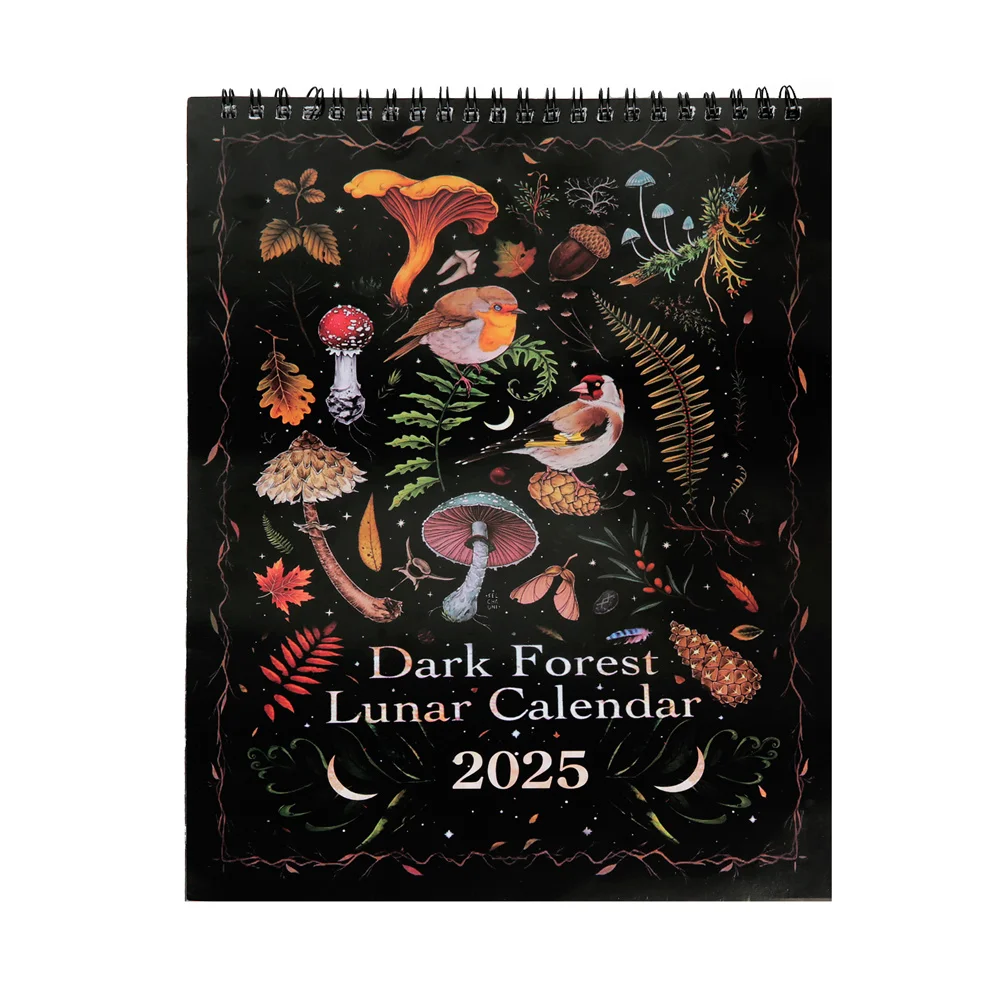 EZONE 2025 Dark Forest Calendar Creative Illustrated Wall Lunar Calendars Waterproof Color Ink Wash Art Decoration Calendar Gift