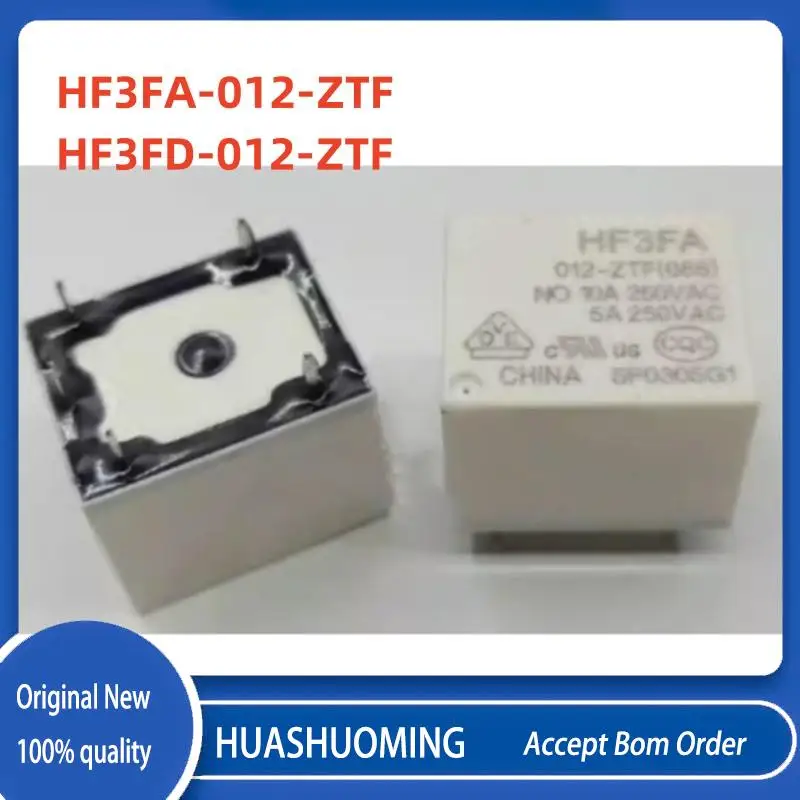 10Pcs/Lot  NEW   HF3FA-012-ZTF (888) 12VDC HF3FD-012-ZTF 12V HF3FA012ZTF  DC12V 10A 250VAC  5PIN