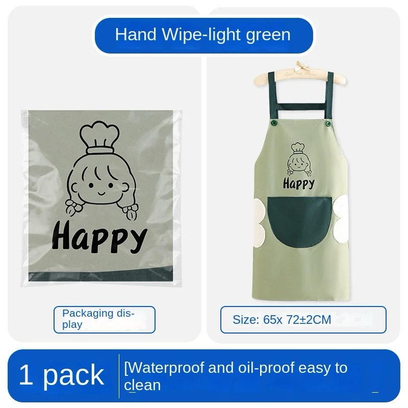 PVC apron waterproof oil-proof household kitchen with half skirt collar hanging hand wipe apron universal cartoon work clothes