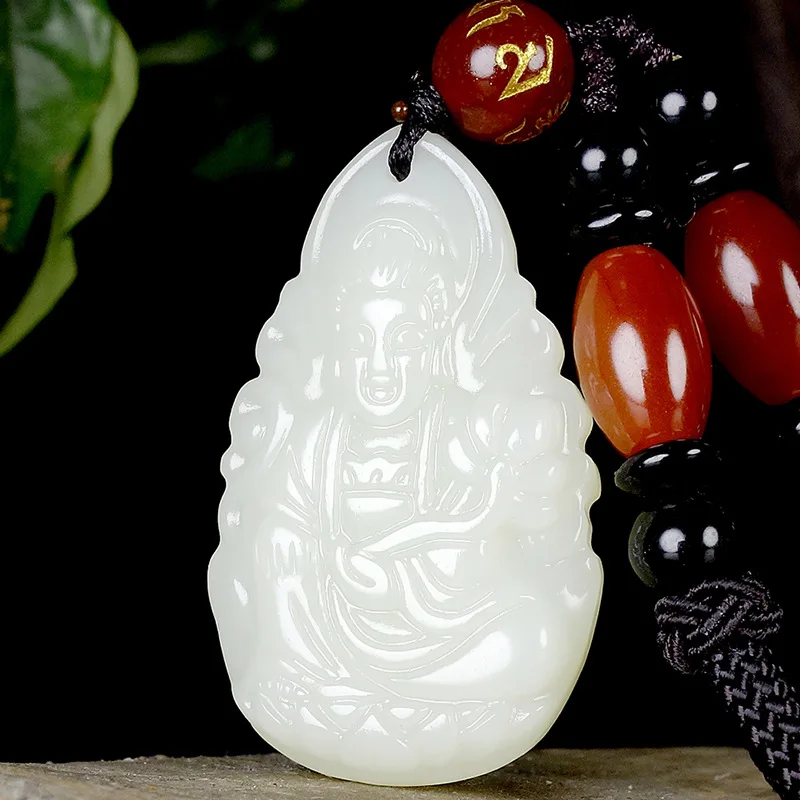 Hotan Eight Guardian Deities Zodiac Snake Nativally Buddha Samantabhadra Jade Pendant