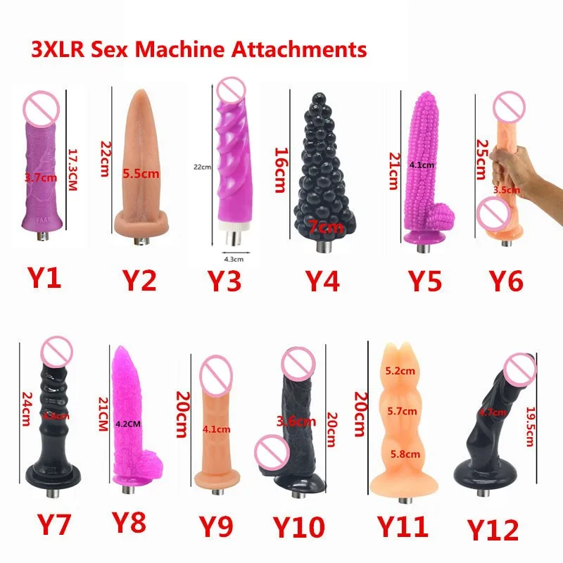 Automatic Sex Machine Dildos Attachment with 3XLR Connector Solid Soft silicone Big Penis Sex Toys for Women Masturbation