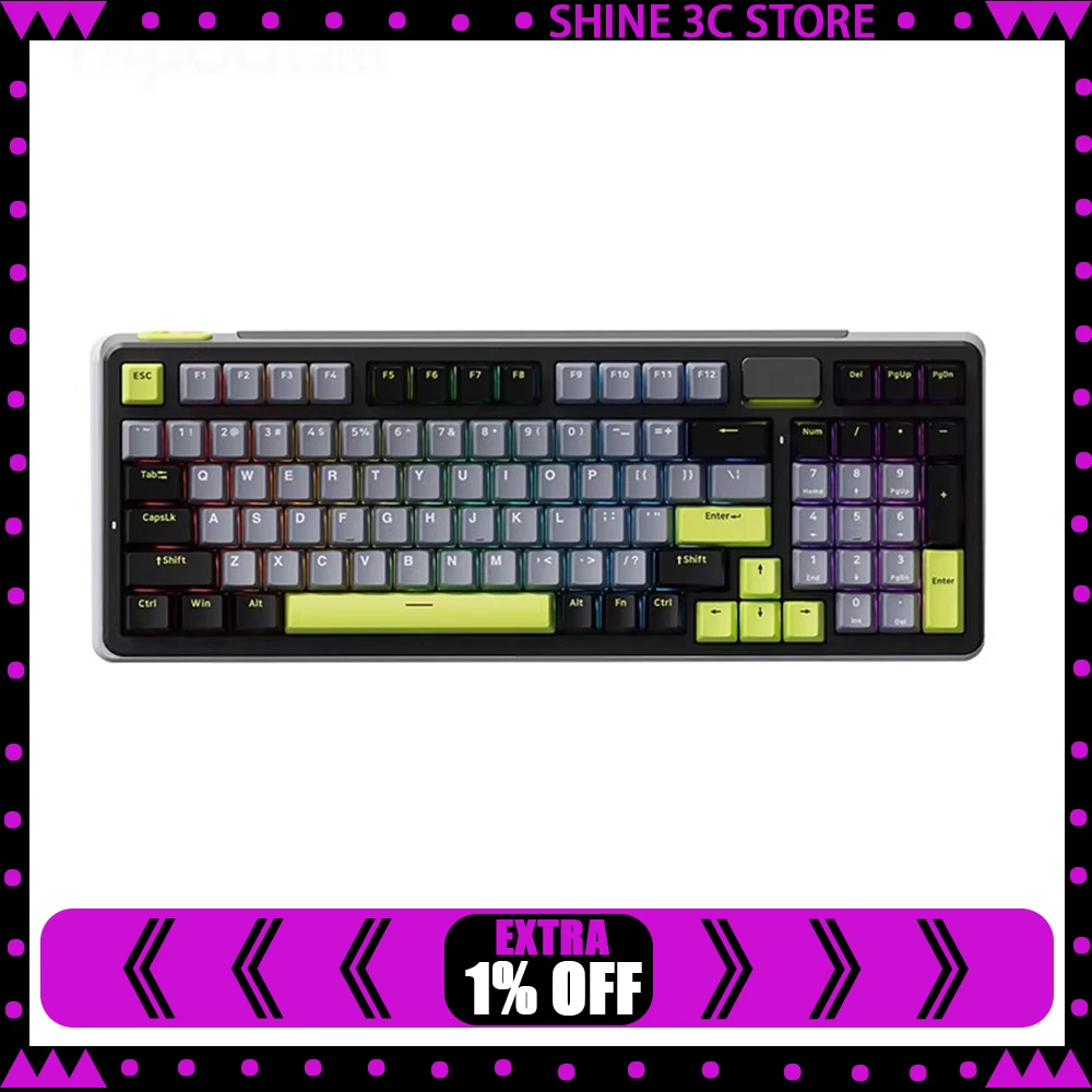 

Rapoo V700DIY-98 Mechanical Keyboard Three Modes 1KHz Long Battery Life Low Delay RGB Keyboard Gasket Hot Swap Pc Accessories