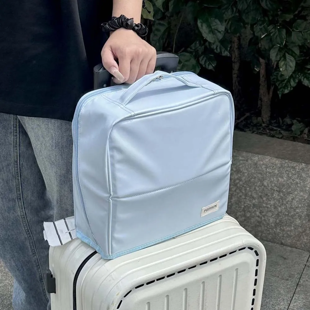 حقيبة مكياج عمودية ثابتة من البولي يوريثان مع مرآة ذات سعة كبيرة ومنظم مستحضرات التجميل المحمول بوليستر مقاوم للاهتراء #4