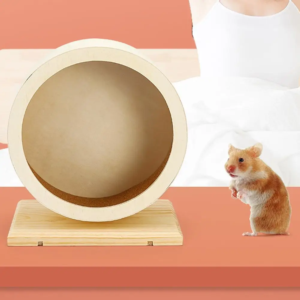 Natural Wood Hamster Wheel Running Toy Hamster Roller Wheel Exercise Small Pet Sports Wheel Golden Bear Landscaping Pet Supplies