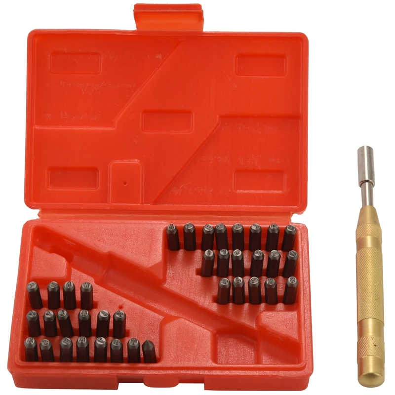 38Pc/Set Automatic Letter Number Stamping Metal Punch Stamp Tools Kit For Plastics Leather Mark