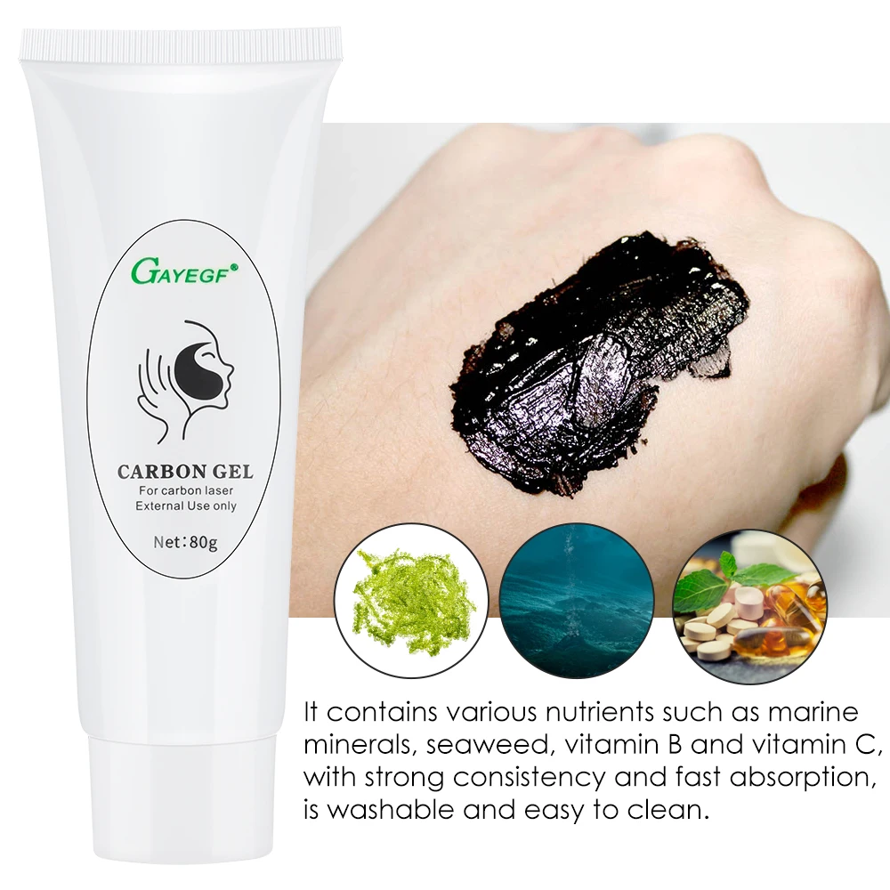 Active Carbon Gel for Laser Skin Rejuvenation, Removing Blackheads, Shrink Pores, Absorb Dirt, Face Cream Used with Nano Light