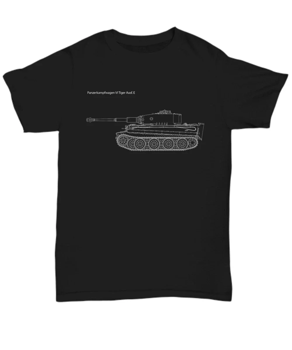 

Tiger Tank Blueprint Army German T-shirt - Men's 100% Cotton Casual T-shirts Loose Top New