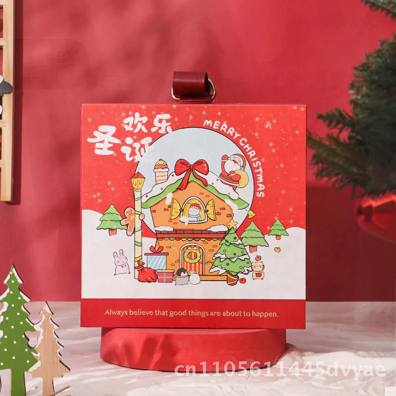 

Высококачественная подарочная коробка с рождественским яблоком, пустая упаковка, специальная бумага, бархатная отделка, веселая рождественская елка и стили Санта-Клауса