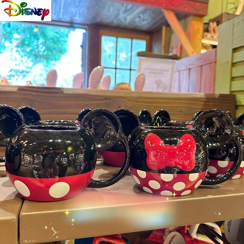 

Disney Fashion New Mickey and Minnie Ears Cute Styling Makeup Cup Home Creative Cartoon Ceramic with Cup Lid Water Cup