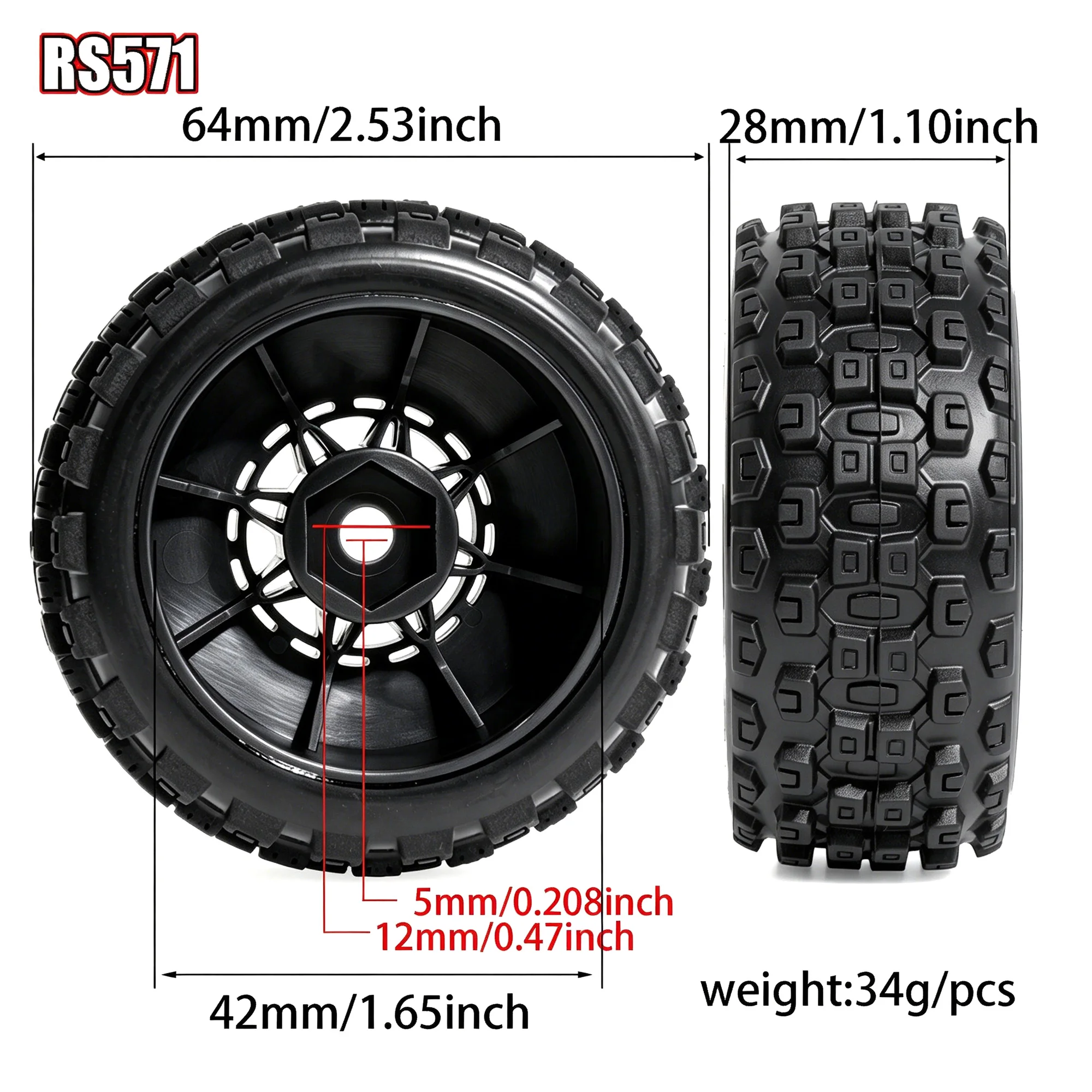 RED SPIDER 4pcs 1/14 RC Racing Car Tires Road Tyre Wheel for Tamiya TT01 TT02 XV01 TA06 PTG-2 1/10 1/12 1/14 - Upgrade Car Parts