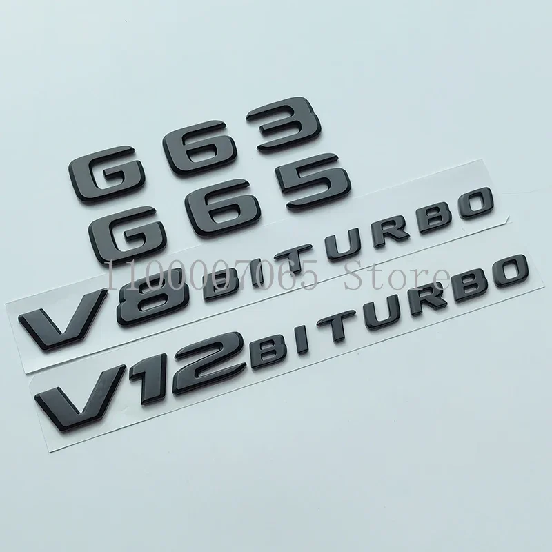 2017 Matte Black Letters G63 G65 V8 Biturbo V12 Biturbo Emblem for W463 Car Side Trunk Nameplate Logo Sticker