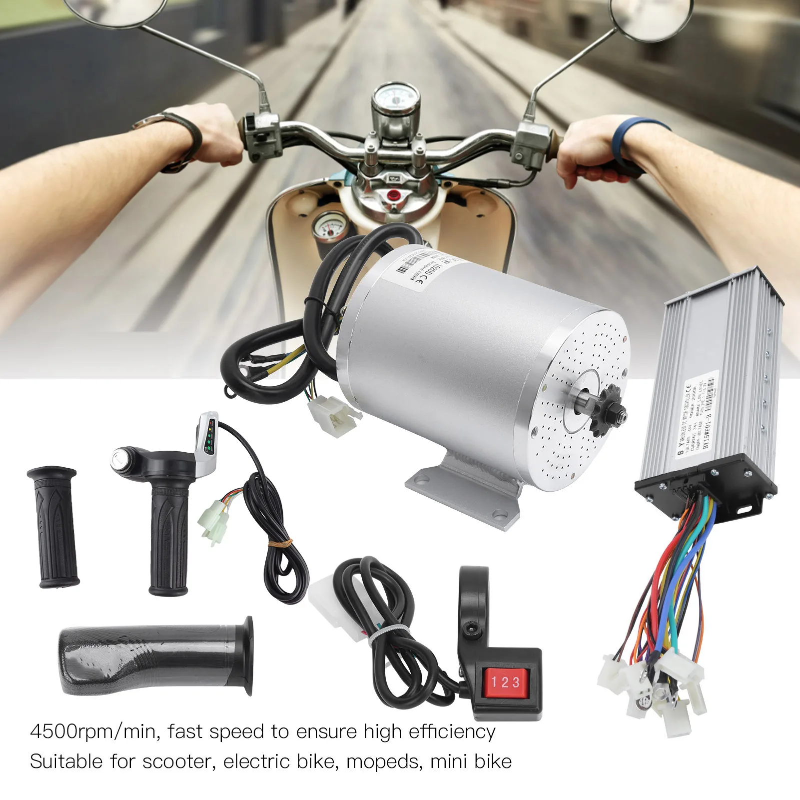 Electric Motor 48V 2000W Brushless Motor Controller Reverse Twist Throttle Gear  Kit 48V 2000W Brushless Motor Controller