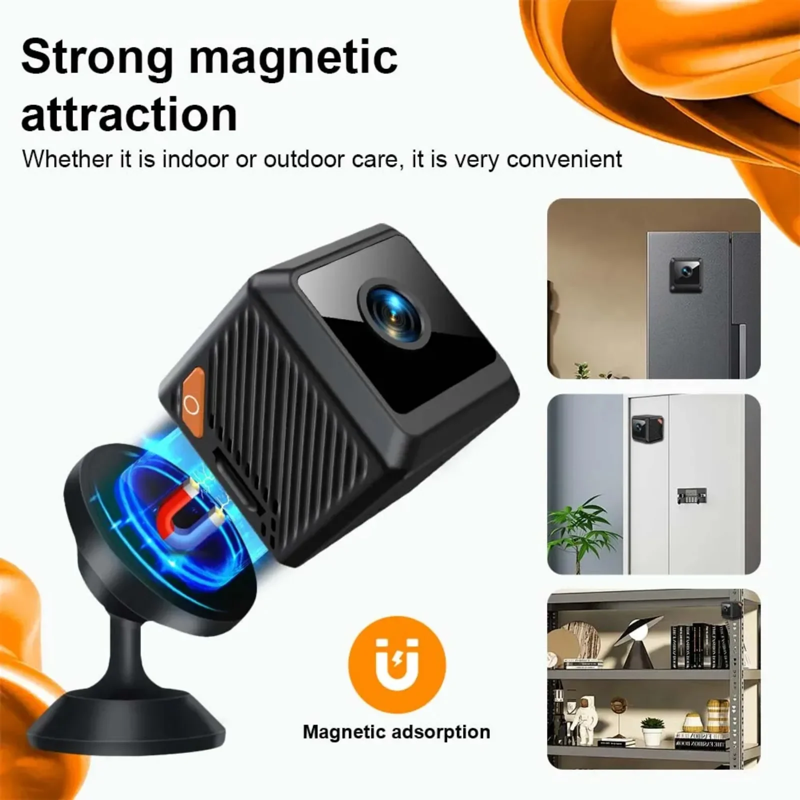 Telecamera di Sicurezza Mini W02 1080P con Rilevamento di Movimento, Visione Notturna, per Casa, Esterni, Campeggio, WiFi, Smart Home, CCTV Video