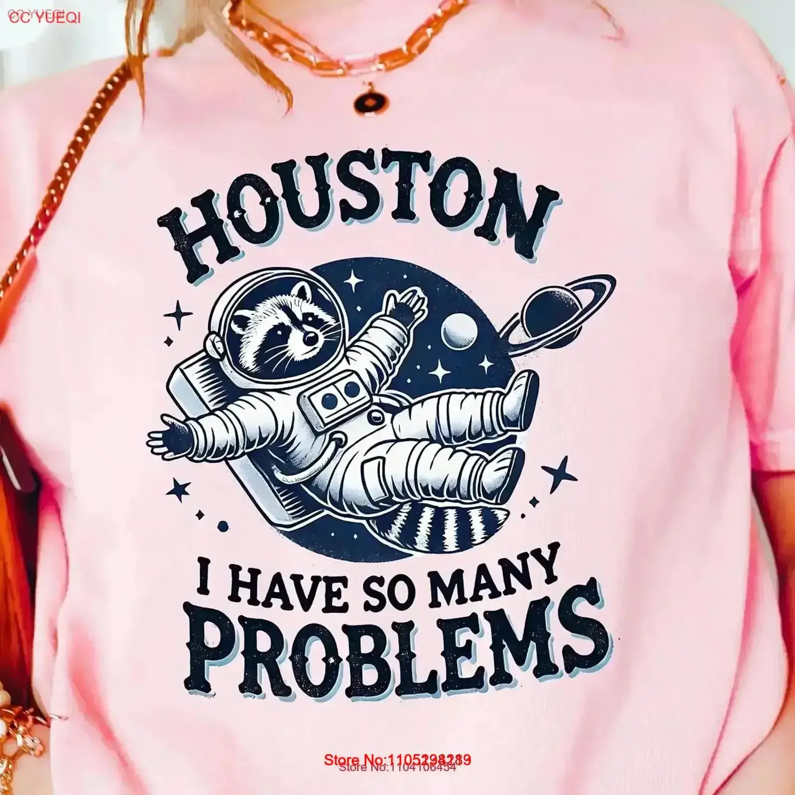 

Комфортная футболка с забавным енотом в стиле ретро, Хьюстон, у меня есть так много проблем в космосе, наряд Galaxy, винтажная стираная уличная одежда, растягивающаяся