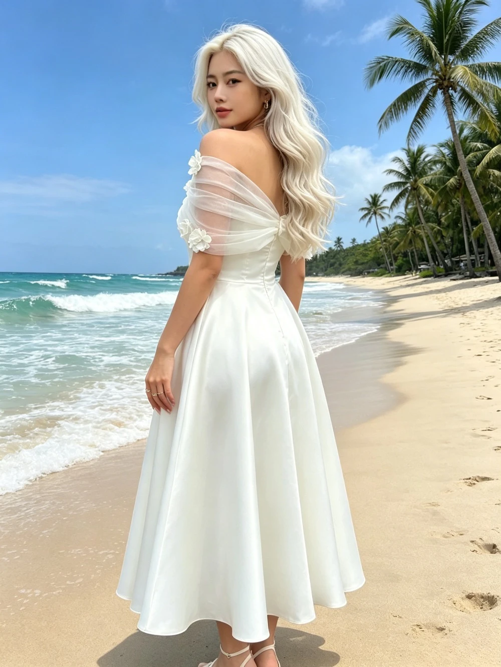 Customized Off Shoulder Satin Solid Color Summer Wedding Dresses Elegant Chest Chiffon with Flower Bridal Gown of High Quality