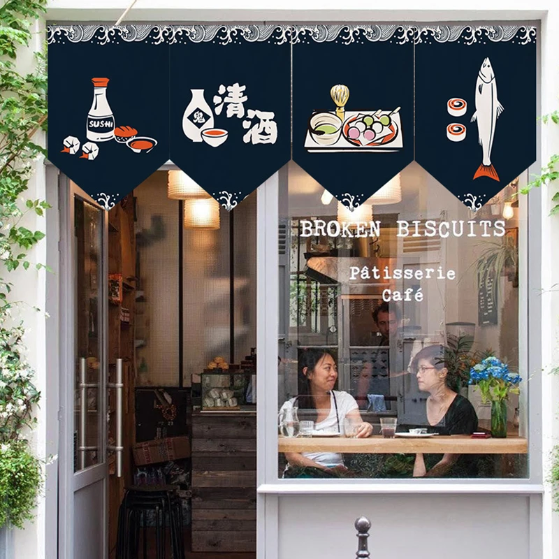 Japanese Style Short Curtain Sushi Restaurant Advertising Sign Kitchen Partition Ramen Shop Izakaya BBQ Hanging Half Curtain