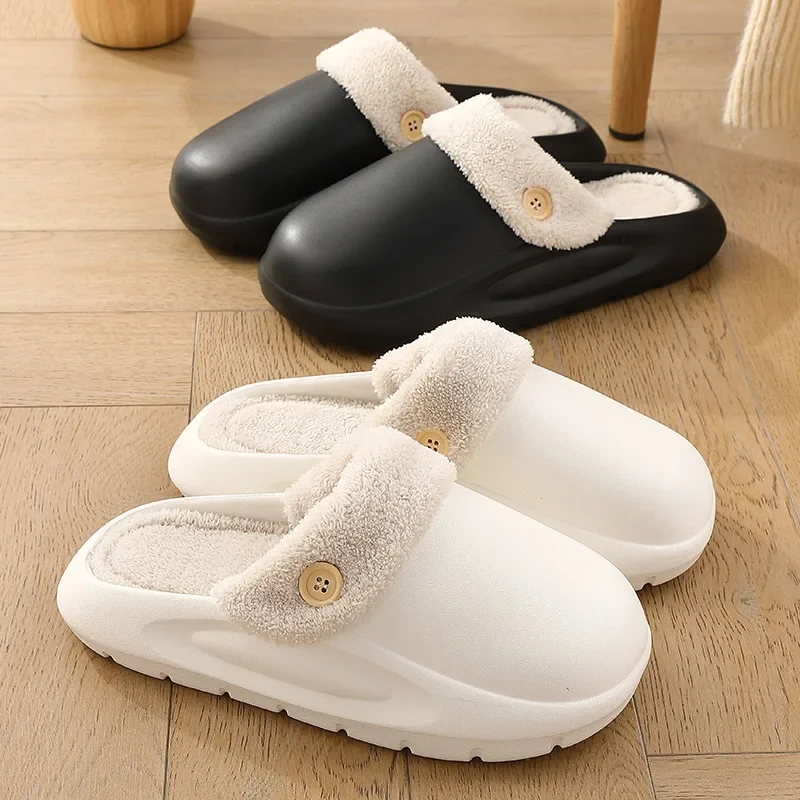 

Removable Cotton Slippers Women's Winter Eva Waterproof Slippers Men's Velvet Indoor Home Household Cotton Mop Men