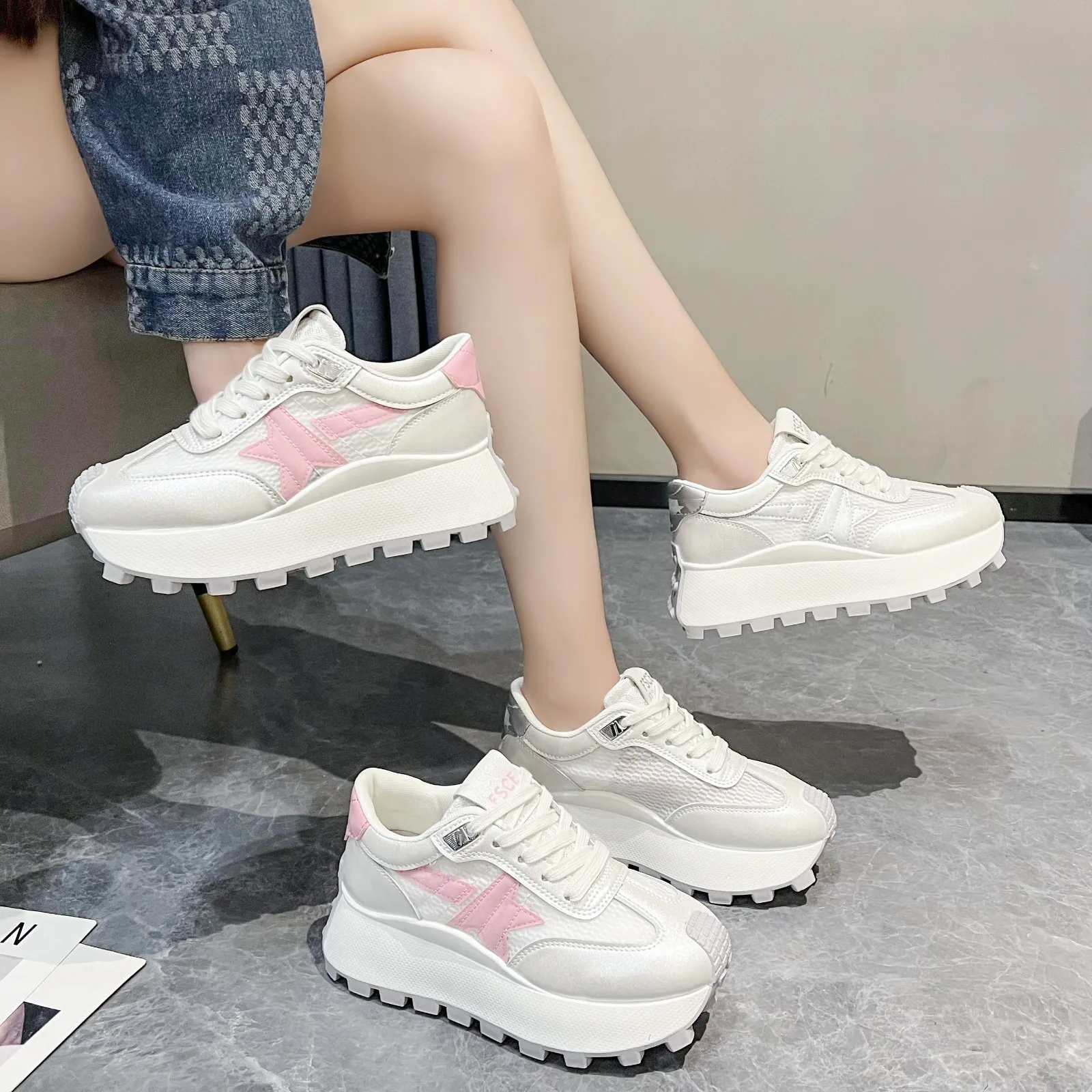 Explosive Platform Daddy Shoes Female Summer Small Man New Mesh Surface Breathable Casual Sports Shoes