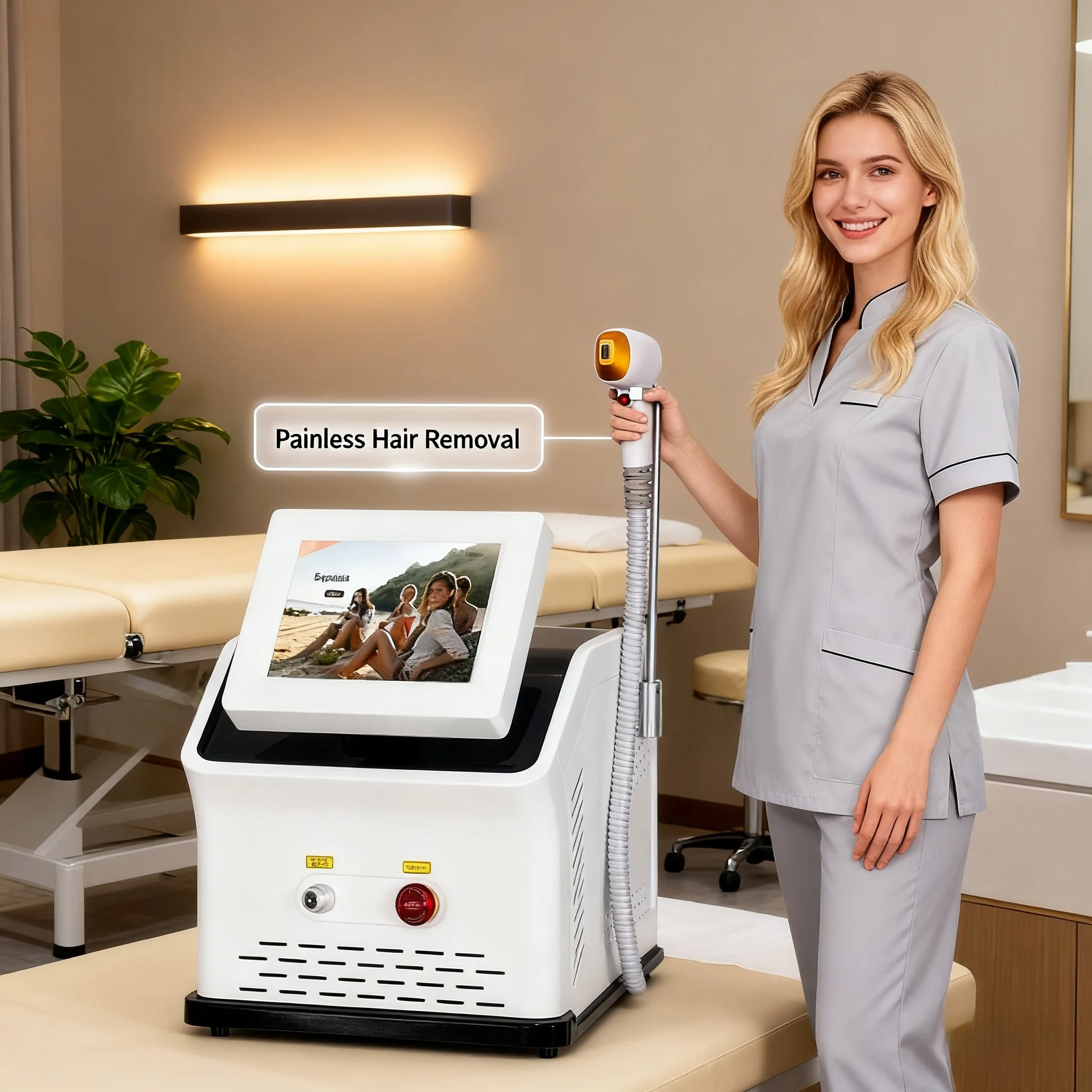 

3000W Laser Hair Removal System 3 Wavelengths 755/808/1064NM Permanent Painless Facial & Body Hair Removal Machine