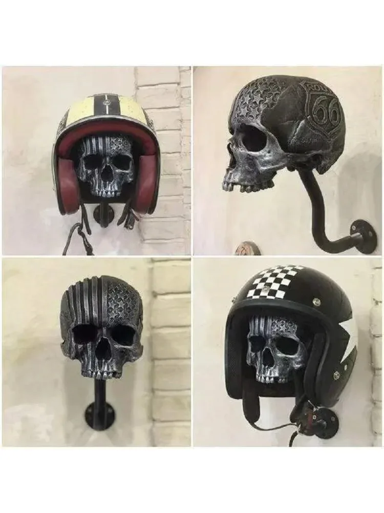 AliExpress New Creative Wall Mounted Helmet Hanger - Skull Design for Motorcycle, Bicycle, and Coat Storage