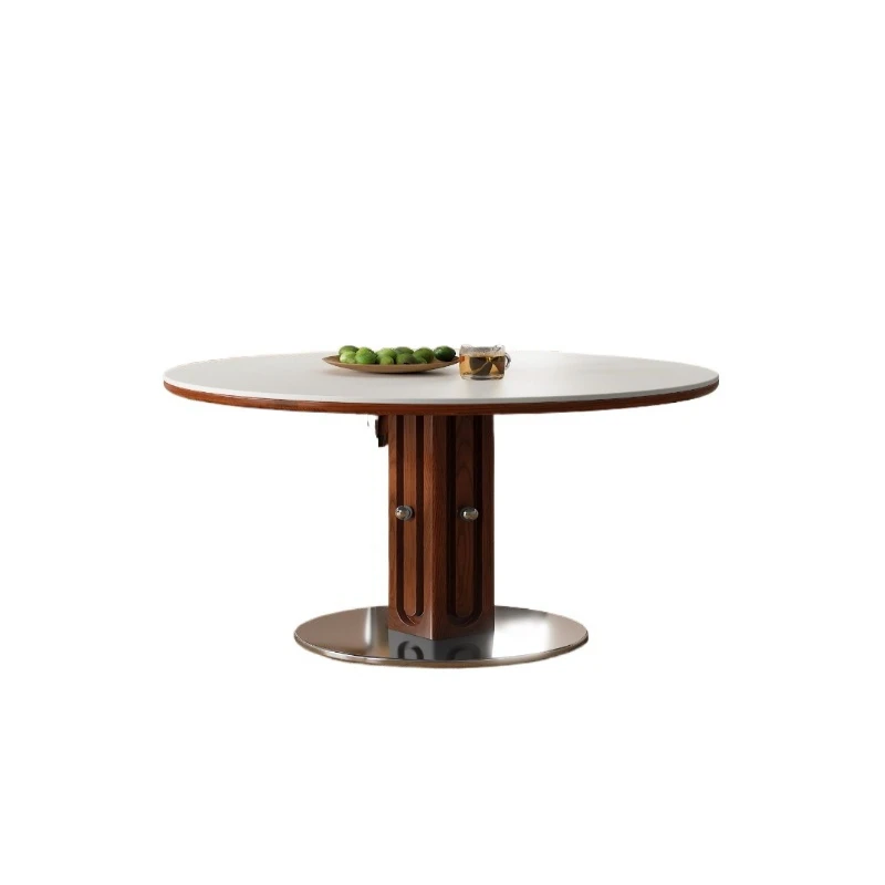 Yunyan round table, medieval dining table for household use, Bauhaus style ash wood rock slab table
