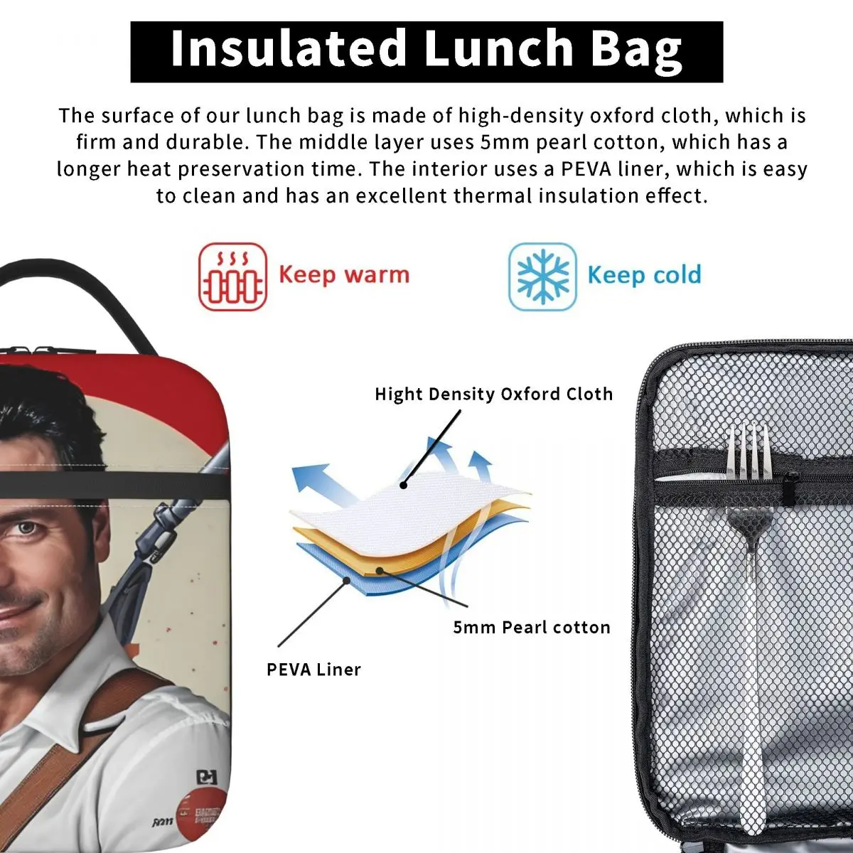 Chayanne Puerto Rican Latin Pop Singer Insulated Lunch Bag Food Container Reusable Cooler Thermal Lunch Boxes For Travel