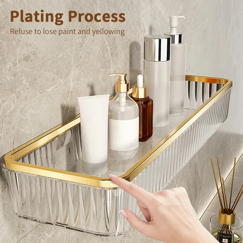 Household Bathroom Shelves Without Drilling Makeup Organizer Acryl Corner Shelf Items Bathroom Storage Rack Shampoo Holder