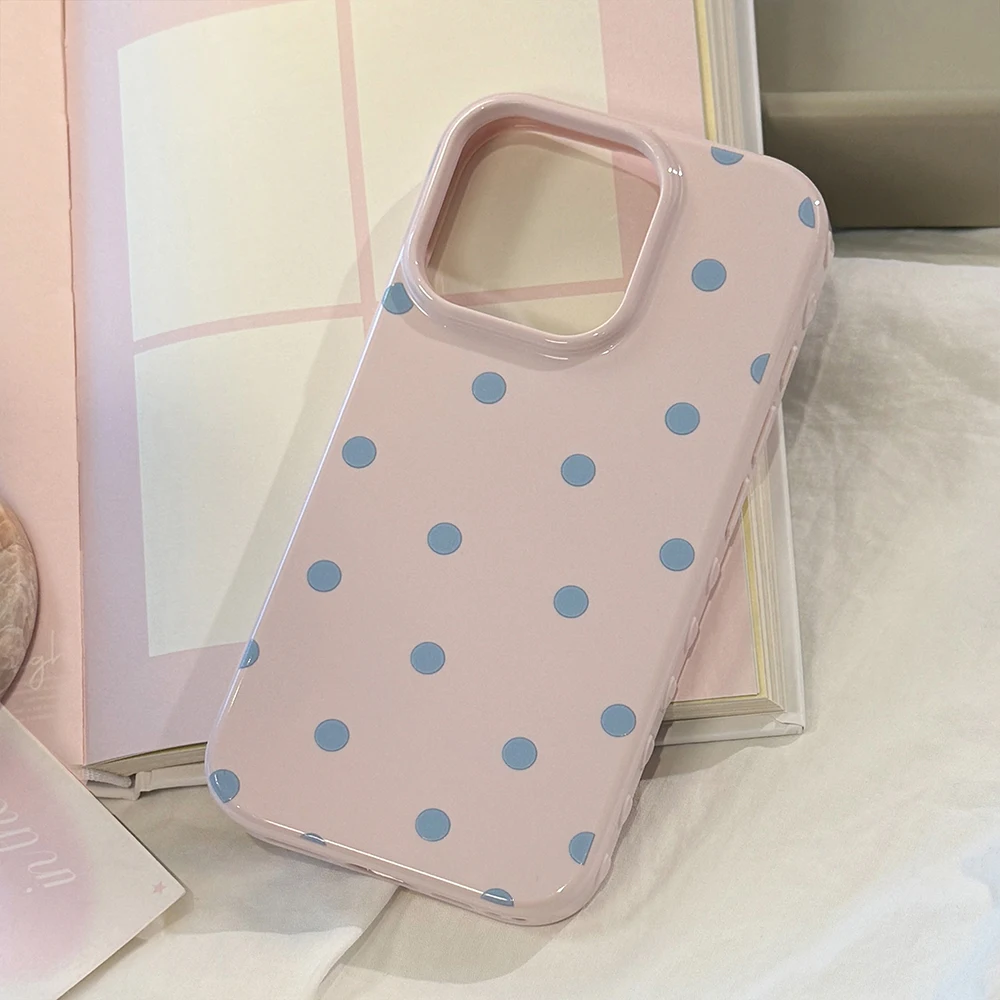 INS Niedliche Polka Dot Weiche Handyhülle für iPhone 14 16 15 17 18 Pro Max Koreanische Candy Pink Handy Schutzhülle Rückseite – Detail 22
