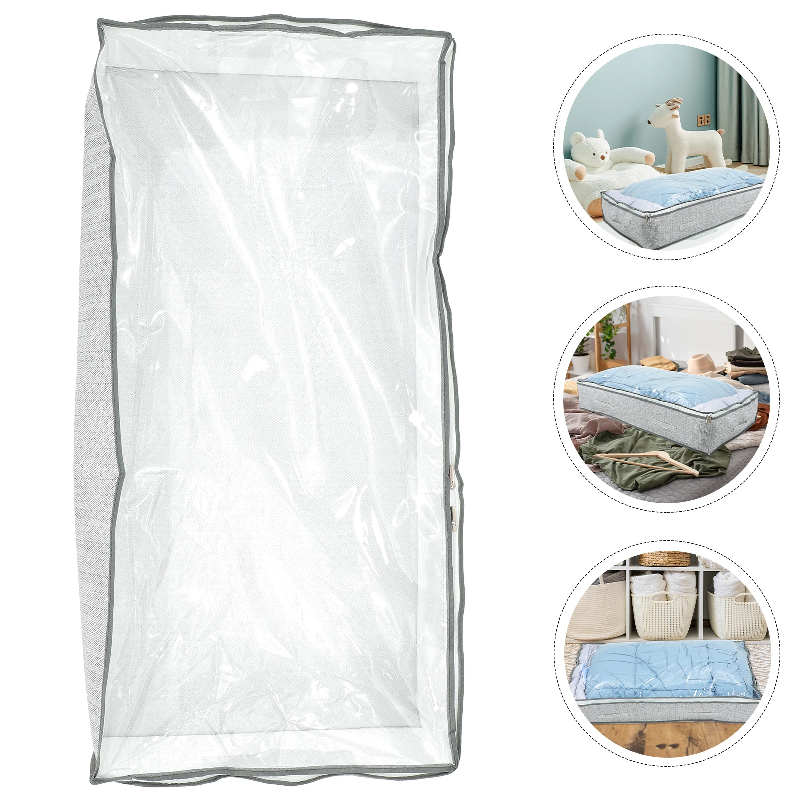 

Large Clothes Storage Bin Dustproof Foldable Closet Organizer with Lid Zipper Fabric Storage Container for Clothes Home Bedroom