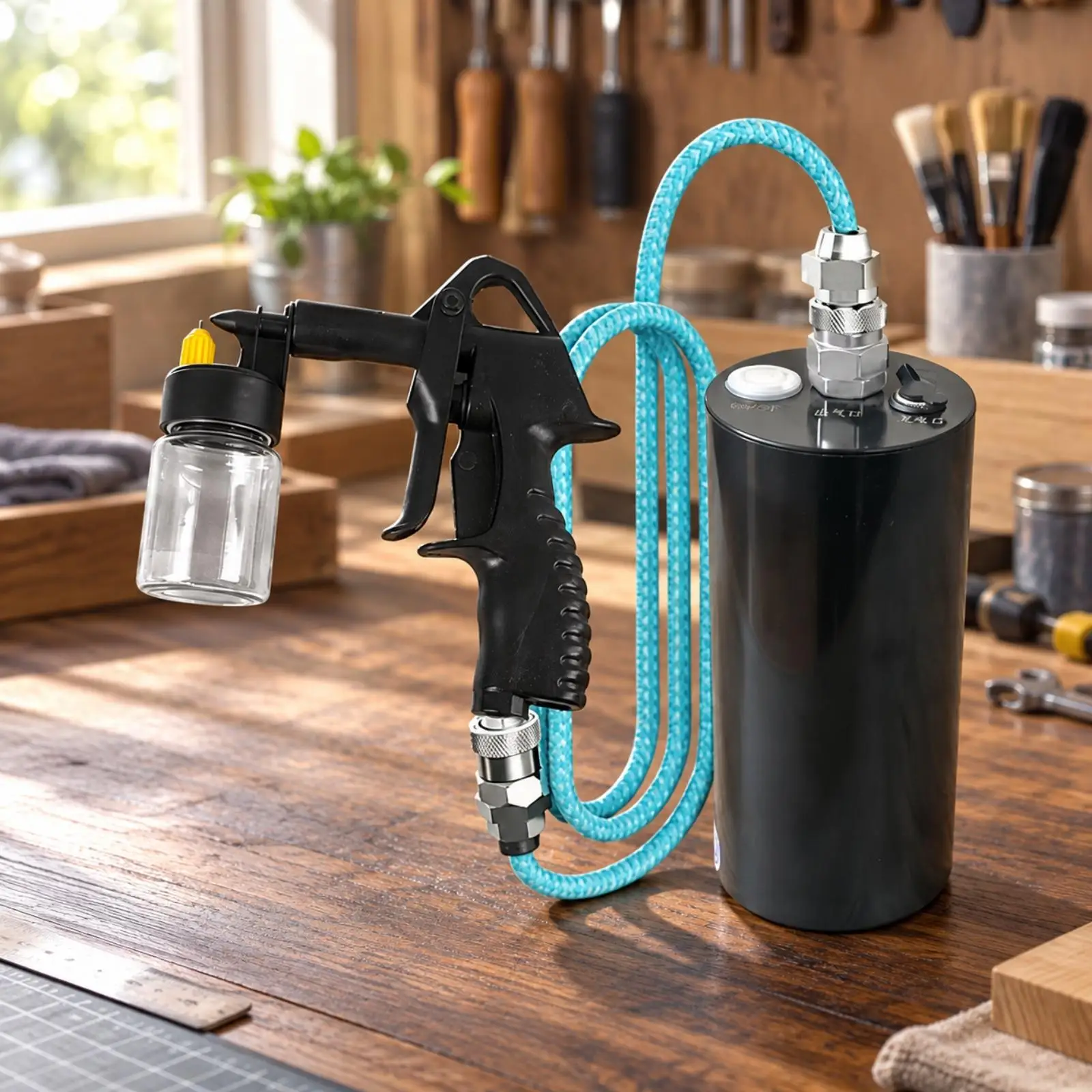 Cylindrical Metal Air Spray Painting Device Portable Electric Air Compressor Pump for Furniture Finishing and DIY