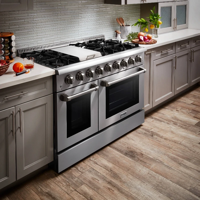 48-inch 2-oven frying pan gas stove with 6 burners