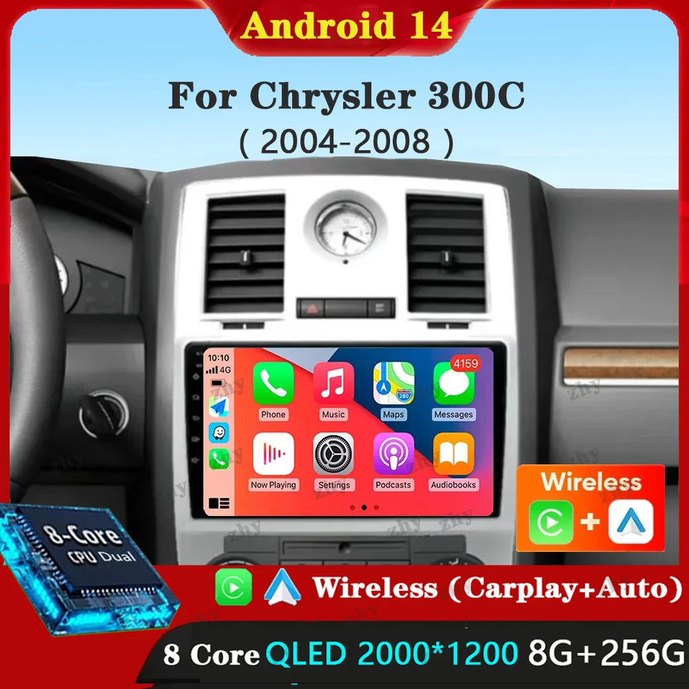 

Android 14 Carplay Auto для Chrysler 300C Aspen 2004 2005 2006 2007 2008 Автомобильный радиоприемник Мультимедийный видеоплеер Навигация GPS WIFI