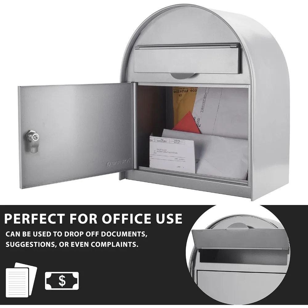 Barska Wall Mount Drop Box with Key Lock – Locking Mail, Suggestion, or Payment Box for Home, Office, Classroom, or Business Use