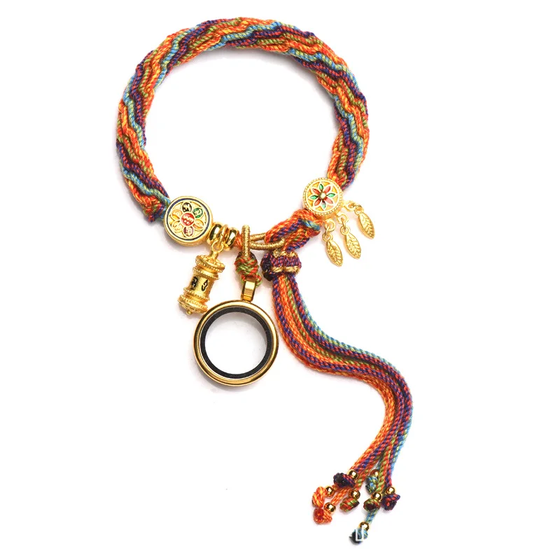 Hand-woven Tibetan Style Bracelet Zakiram Bracelet Green Tara Five Master Thangka Bracelet Tibetan Bracelet