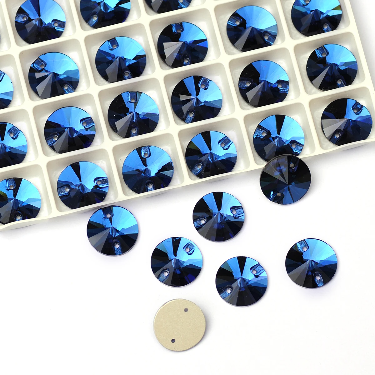 6A Bunte Strass Rivoli Runde Glas-Aufnähsteine 8-20mm Nähkristalle für Taschen, Kleidung, Schuhe, Hochzeitskleider-Dekoration – Detail 9