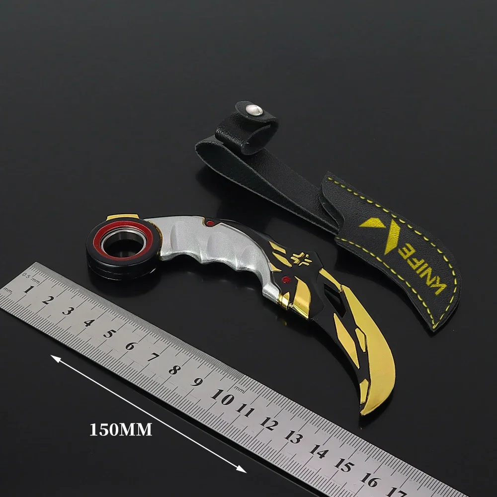 15cm Valorant Melee Weapon Champions 2021 Karambit Rotatable Balisong Metal Model Mili Tery Training Knife Safety Game Toys Boys