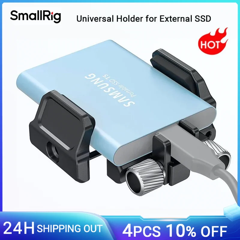 SmallRig Universal Holder for External SSD Holder Clamp With Cold Shoe and 1/4\