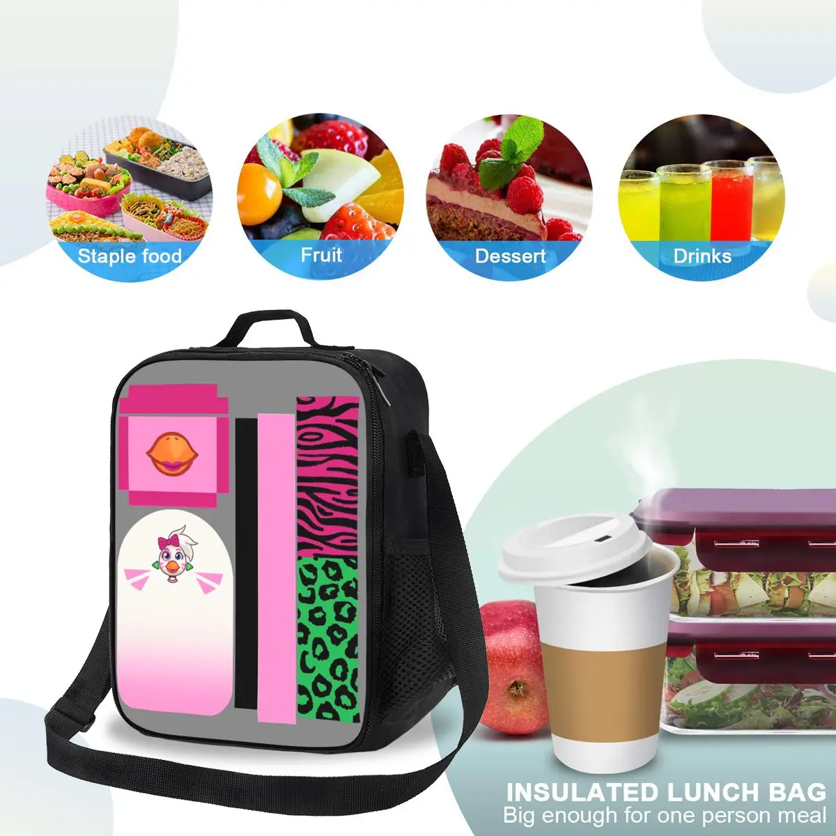 Glamrock Chica Fazbear أكياس الغداء الترفيه معزول بينتو صندوق مقاوم للماء حقيبة الغداء مانعة للتسرب نزهة أكياس حقيبة للحفاظ على البرودة #3