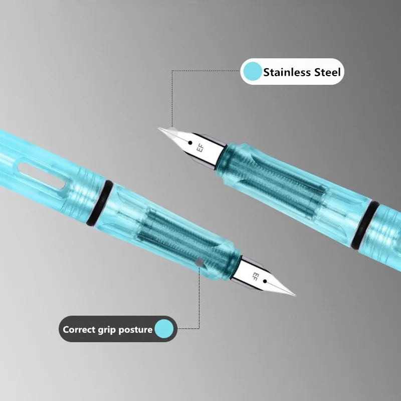 0.5mm 팁 고급 스테인레스 스틸 일반 3.4mm 잉크 Sac 만년필 학생 쓰기 도구 사무실 학교 공급 편지지 선물