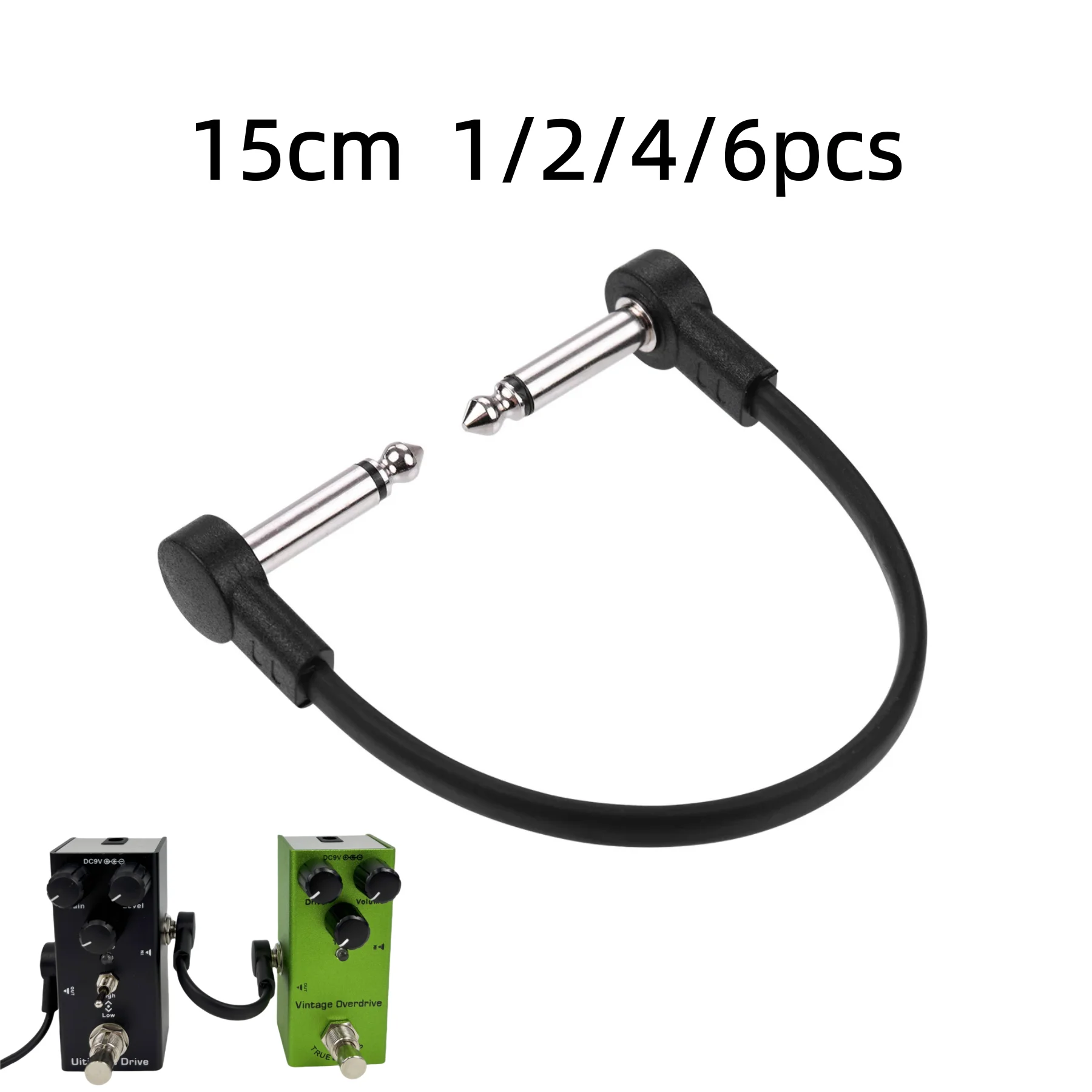 Miwayer 15cm Guitar Effect Pedal Cable, Black Round Plug 1/4