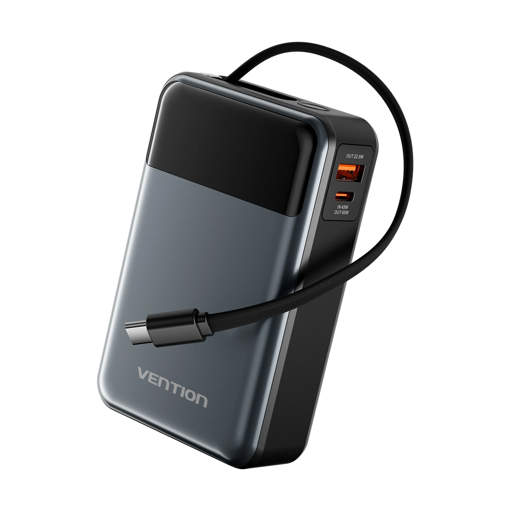 Vention 65W Powerbank 20000mAh met ingebouwde USB-C kabel, draagbare powerbank voor laptop, PD snellader voor iPhone 17, Samsung S25, S24 - afbeelding 2