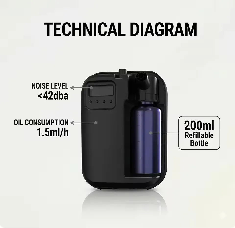 Smart Aromatherapy Machine Essential Oil Diffuser Bluetooth Control Timing Air Freshening Waterless Aroma Diffuser for Hotel - view 5