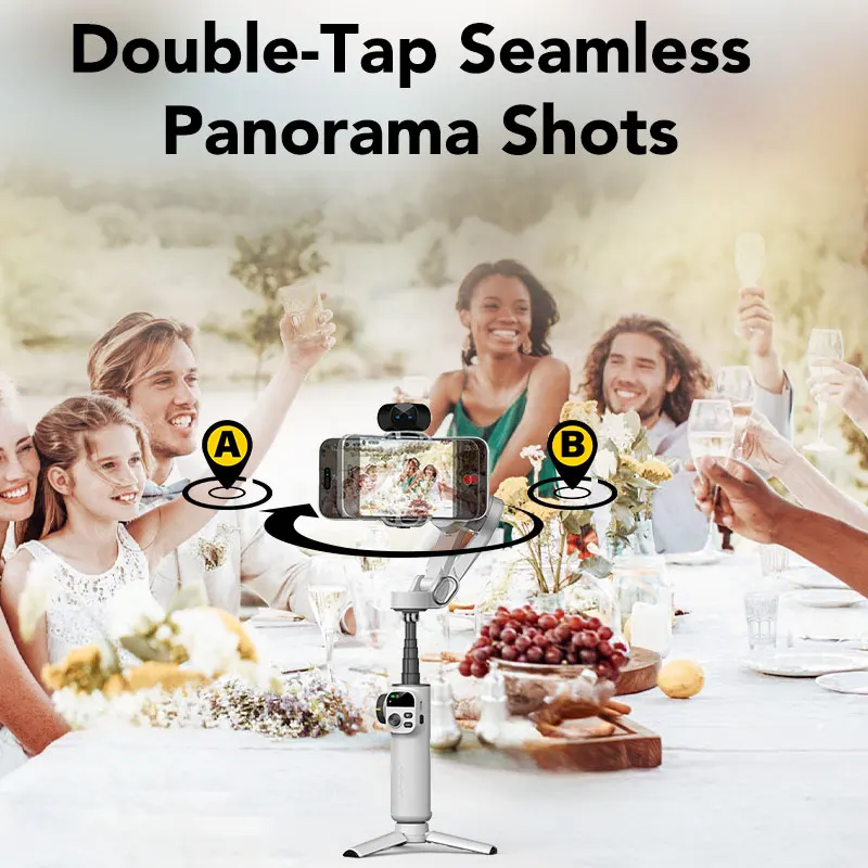 AOCHUAN Smart X2 AI مثبت أفقي محمول باليد قضيب تمديد مدمج مع شاشة LED للهواتف الذكية IPhone وAndroid Gimbal