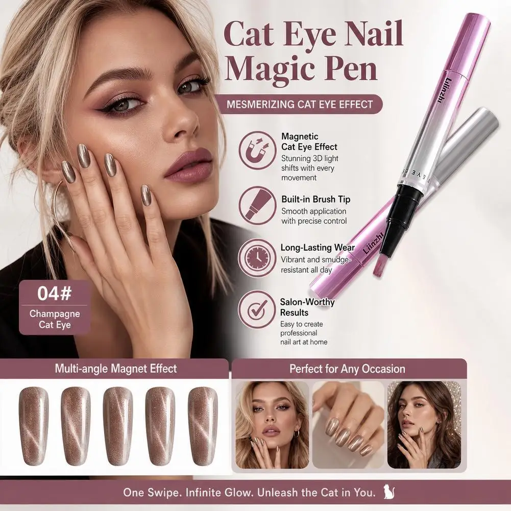 7-in-1 Cat-Eye-Nagelgel-Stift mit eingebautem Magnet und pflegendem Serum für die Fingerspitzenpflege, langanhaltend glänzendes Nagelkunst-Maniküre-Werkzeug – Detail 11