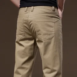 97% Cotton 2024 Autumn Men's Clothing Business Trousers Men Straight Casual Pants Men's Pants Cotton Black Gray Khaki Brand